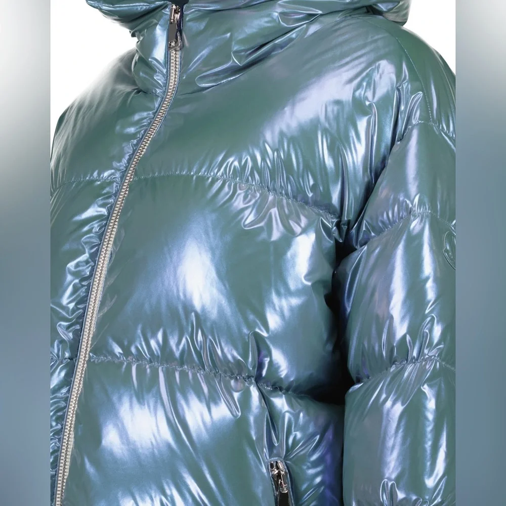 NWT Moncler Frasne Short Down Jacket - 700 Iridescent Blue - Picture 4 of 16